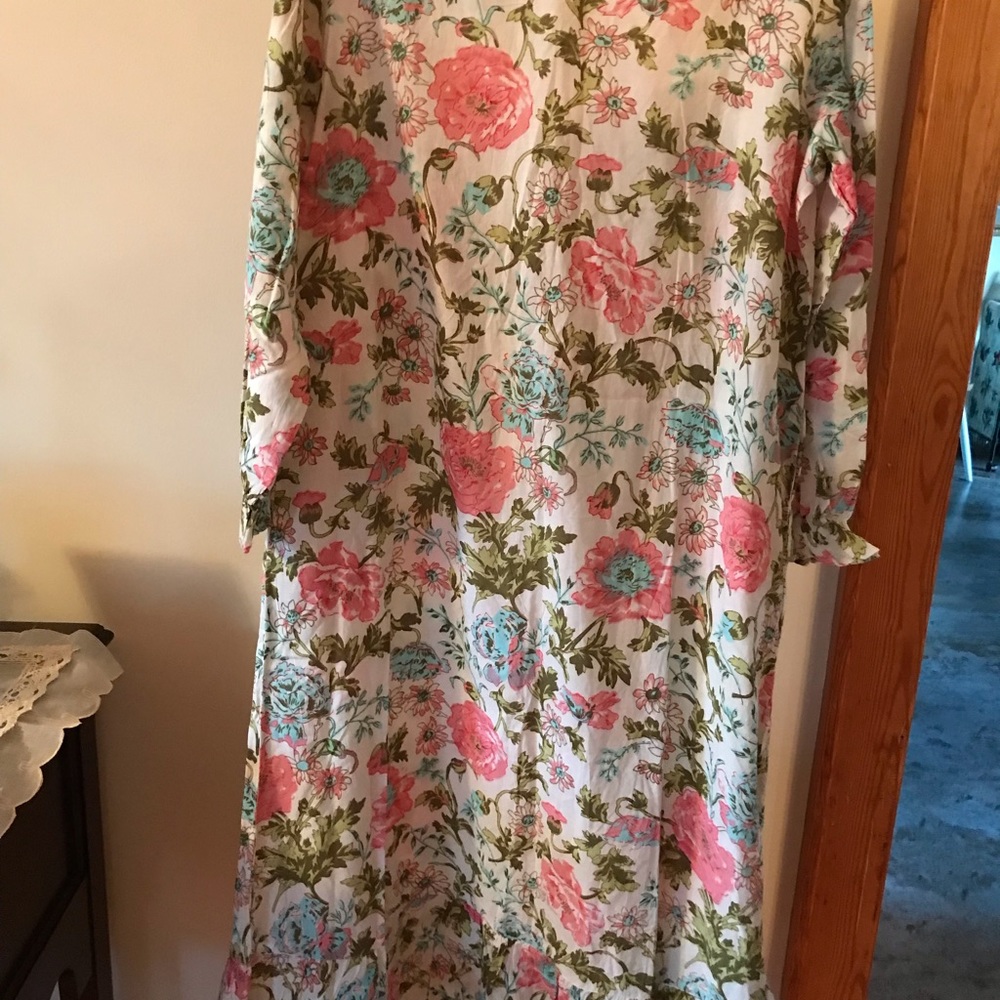 NWOT Ella Simone size Medium 100% cotton floral full length nightgown - Picture 3 of 6